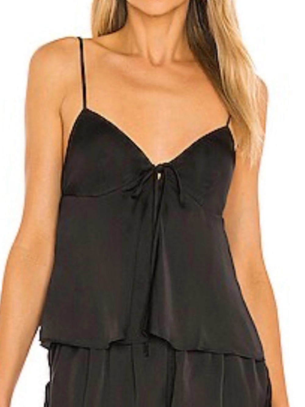 MAJORELLE REVOLVE BLACK SILKY SLEEVELESS TIE FRONT TANK BLOUSE SZ XL NWT